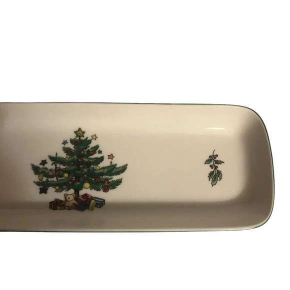 Vintage NIKKO "Christmastime" Christmas Tree Rectangle 9" Mint Serving Dish Tray - Picture 3 of 7